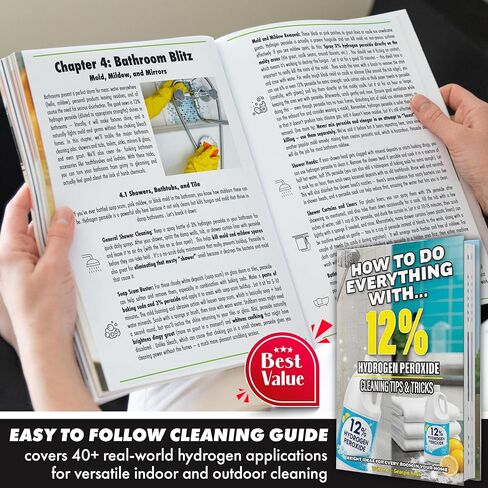 Nature's Freedom 12% Hydrogen Peroxide, 1 Gallon with “How to Do Everything with 12% Hydrogen Peroxide" Cleaning Book – Pure H2O2 for Home & Surface Cleaning in Saudi Arabia