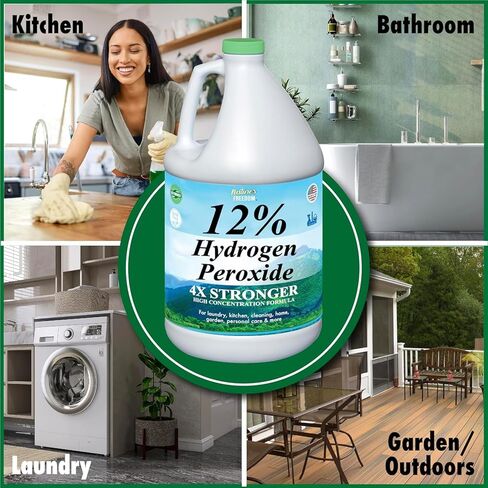 Nature's Freedom 12% Hydrogen Peroxide, 1 Gallon with “How to Do Everything with 12% Hydrogen Peroxide" Cleaning Book – Pure H2O2 for Home & Surface Cleaning in Saudi Arabia