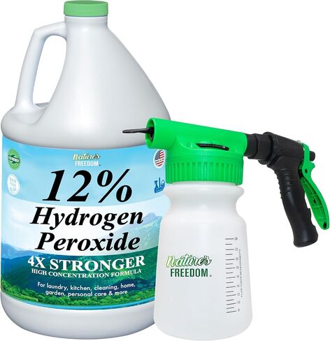 Nature's Freedom 12% Hydrogen Peroxide, 1 Gallon with “How to Do Everything with 12% Hydrogen Peroxide" Cleaning Book – Pure H2O2 for Home & Surface Cleaning in Saudi Arabia