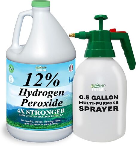 Nature's Freedom 12% Hydrogen Peroxide, 1 Gallon with “How to Do Everything with 12% Hydrogen Peroxide" Cleaning Book – Pure H2O2 for Home & Surface Cleaning in Saudi Arabia