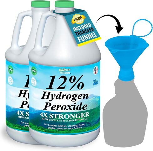 Nature's Freedom 12% Hydrogen Peroxide, 1 Gallon with “How to Do Everything with 12% Hydrogen Peroxide" Cleaning Book – Pure H2O2 for Home & Surface Cleaning in Saudi Arabia