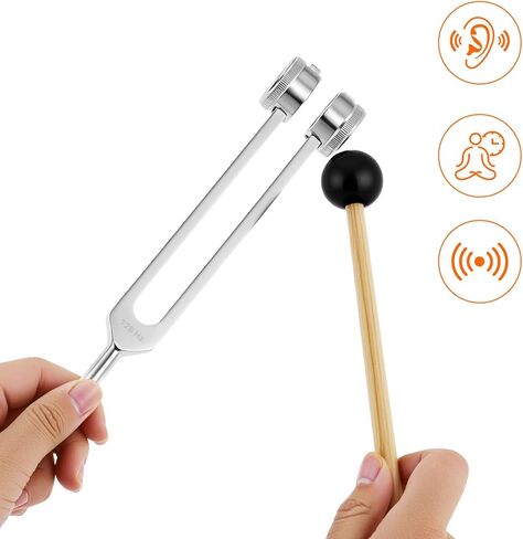 مجموعة شوكة ضبط QWORK - 128 هرتز، 256 هرتز، 512 هرتز مع مطرقة - للتأمل واليوجا وممارسة الصوت وتعليم الموسيقى in Saudi Arabia