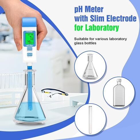 pH Meter for Water Digital pH Tester with 4.6in pH Probe Lab pH Gauge pH Reader with ATC for Canning Professional pH Temperature Test Kit for Narrow-Necked Bottle Solution Kombucha and Home Brewing in Saudi Arabia