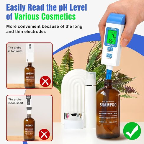 pH Meter for Water Digital pH Tester with 4.6in pH Probe Lab pH Gauge pH Reader with ATC for Canning Professional pH Temperature Test Kit for Narrow-Necked Bottle Solution Kombucha and Home Brewing in Saudi Arabia