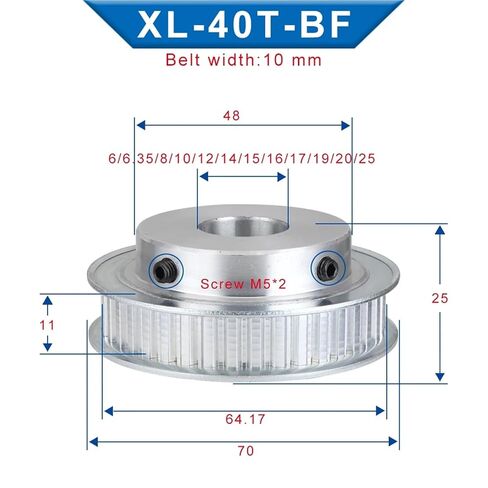 XL-40T توقيت بكرة تتحمل حجم 6-25 مللي متر الأسنان الملعب 5.08 مللي متر الألومنيوم عجلة بكرة عرض الأسنان 11 مللي متر 1 قطعة (12.7 مللي متر) in Saudi Arabia