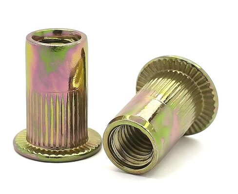 NACX M5 Carbon Steel Rivet Nuts, Flat Head Insert Rivet Nuts for Automotive, Furniture, Decoration, 100Pcs (Yellow Zinc Plated) in Saudi Arabia