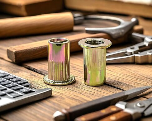 NACX M5 Carbon Steel Rivet Nuts, Flat Head Insert Rivet Nuts for Automotive, Furniture, Decoration, 100Pcs (Yellow Zinc Plated) in Saudi Arabia