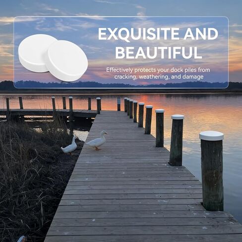 2 Pack 9" Flat Marine Dock Piling Cap for Marine Docks Post Pole, Flat Top Design Piling Caps for Post Pole Pylon Pipe, White in Kuwait