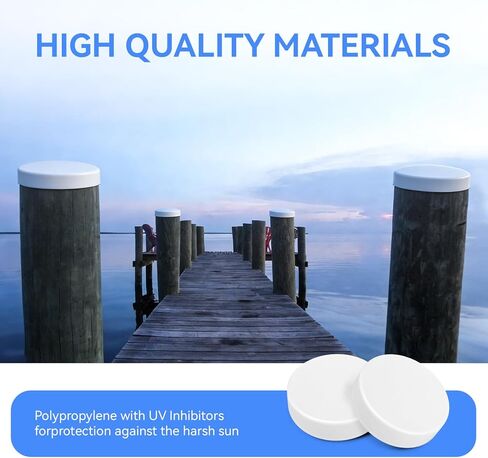 2 Pack 9" Flat Marine Dock Piling Cap for Marine Docks Post Pole, Flat Top Design Piling Caps for Post Pole Pylon Pipe, White in Kuwait