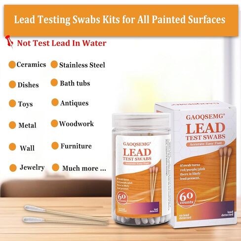 مجموعات اختبار الرصاص، 60 قطعة من مسحات اختبار الرصاص المنزلية للأطباق، مجموعة اختبار طلاء الرصاص لجميع الأسطح المطلية، والسيراميك المطلي، والألعاب، والمعادن، والخشب، والمجوهرات والمزيد in Kuwait