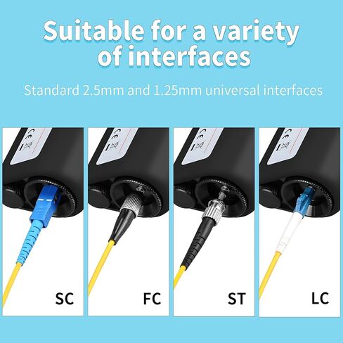 3-Piece Fiber Optic Cleaning Tool 400X Fiber Optic Microscope with 2.5mm SC/FC/ST and 1.25mm LC adapters, Belt 2.5mm/1.25mm Fiber Optic Cleaning Cotton Swab Suitable for SC/FC/ST/LC/MU adapters in Kuwait