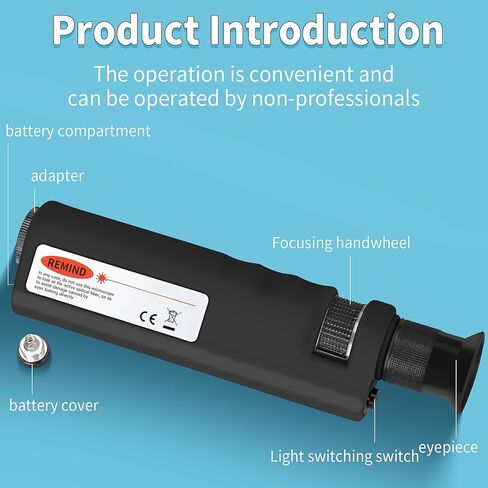 3-Piece Fiber Optic Cleaning Tool 400X Fiber Optic Microscope with 2.5mm SC/FC/ST and 1.25mm LC adapters, Belt 2.5mm/1.25mm Fiber Optic Cleaning Cotton Swab Suitable for SC/FC/ST/LC/MU adapters in Kuwait