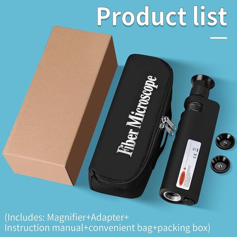 3-Piece Fiber Optic Cleaning Tool 400X Fiber Optic Microscope with 2.5mm SC/FC/ST and 1.25mm LC adapters, Belt 2.5mm/1.25mm Fiber Optic Cleaning Cotton Swab Suitable for SC/FC/ST/LC/MU adapters in Kuwait