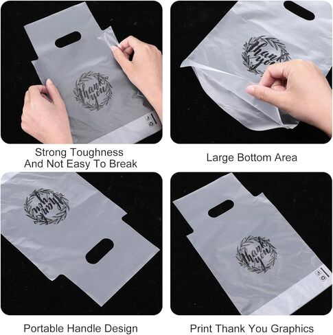 1000 Count Thank You Handle Drinking Bags 1 Cup Handle Drink Carriers Plastic Packaging Poly Bags for Delivery Take Out Cup Holder Beverage Coffee Juice Milk Tea Stores, 11 x 6.3 Inch in Saudi Arabia