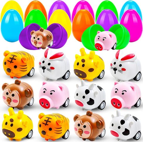12 Pack Animal Pull Back Cars, Mini Animal Pull Back Toy for Boys Girls Kids Birthday Gift Goodie Bag Stuffers, Easter Party Favor Classroom Prize Supplies in Kuwait