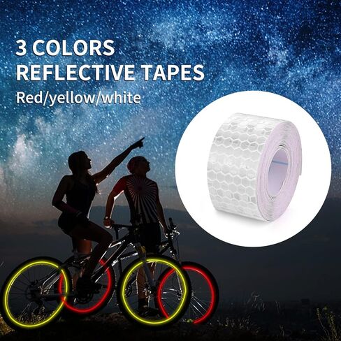3 Rolls Reflective Tape Outdoor Waterproof Reflective Warning Tape Reflector Tape Night Safety Stickers Silver, Red, Yellow Reflective Tape for Trailer Bicycles Clothing (1 Inch x 30 Ft) in Saudi Arabia