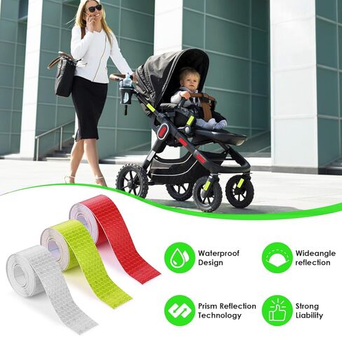 3 Rolls Reflective Tape Outdoor Waterproof Reflective Warning Tape Reflector Tape Night Safety Stickers Silver, Red, Yellow Reflective Tape for Trailer Bicycles Clothing (1 Inch x 30 Ft) in Saudi Arabia