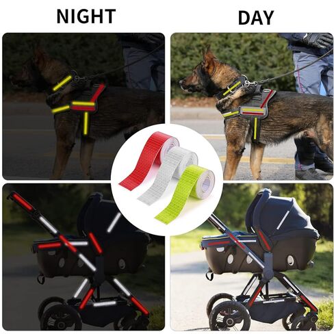 3 Rolls Reflective Tape Outdoor Waterproof Reflective Warning Tape Reflector Tape Night Safety Stickers Silver, Red, Yellow Reflective Tape for Trailer Bicycles Clothing (1 Inch x 30 Ft) in Saudi Arabia
