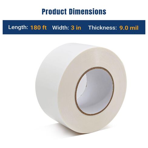 Vapor Barrier Tape, 3 in x 180 ft, High-Adhesion Waterproof Seam Tape for Crawl Spaces and Moisture Barriers, White Polyethylene Tape for Sealing Underlayment, Insulation, and Plastic Liners in Saudi Arabia