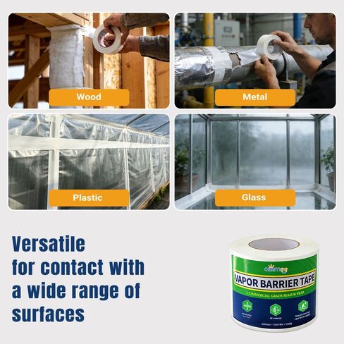 Vapor Barrier Tape, 3 in x 180 ft, High-Adhesion Waterproof Seam Tape for Crawl Spaces and Moisture Barriers, White Polyethylene Tape for Sealing Underlayment, Insulation, and Plastic Liners in Saudi Arabia