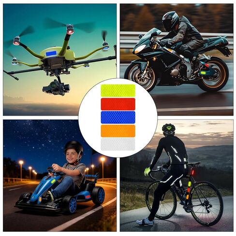 100pcs Reflective Stickers Hi Vis Reflective Tape Outdoor Waterproof Reflective Strips for Bikes Car Trailer Motorcycle Helmet Backpack Mailbox Scooter Golf Cart Clothing Post Red Yellow (100pcs) in Kuwait