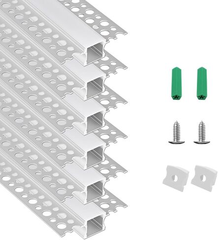 Plaster-in LED Channel Trim Edge Tile LED Strip Aluminum Channel, Trimless Recessed Drywall Aluminum LED Profile with Milky Diffuser and End Caps in Saudi Arabia