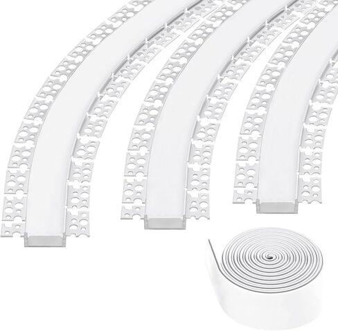 3 عبوات 3.3 قدم/1 متر مرنة 360 قناة ألومنيوم قابلة للانحناء بدون حواف لإضاءة LED، مسار LED للجدران الجافة بدون بقع بعرض 30 مم مع غطاء (P3013 العرض الداخلي 27.5 مم/1.07 بوصة) in Kuwait