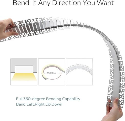 3 عبوات 3.3 قدم/1 متر مرنة 360 قناة ألومنيوم قابلة للانحناء بدون حواف لإضاءة LED، مسار LED للجدران الجافة بدون بقع بعرض 30 مم مع غطاء (P3013 العرض الداخلي 27.5 مم/1.07 بوصة) in Kuwait