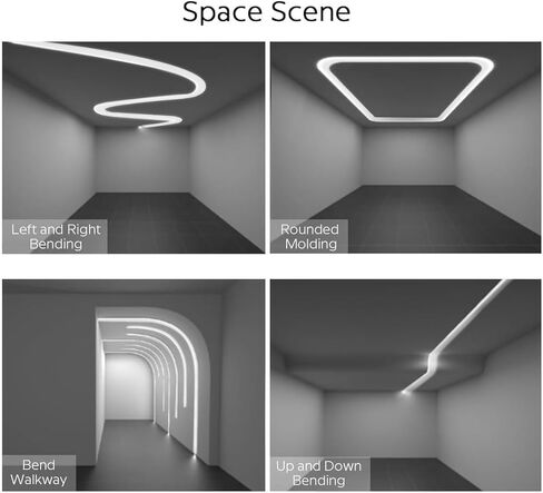 3 عبوات 3.3 قدم/1 متر مرنة 360 قناة ألومنيوم قابلة للانحناء بدون حواف لإضاءة LED، مسار LED للجدران الجافة بدون بقع بعرض 30 مم مع غطاء (P3013 العرض الداخلي 27.5 مم/1.07 بوصة) in Kuwait