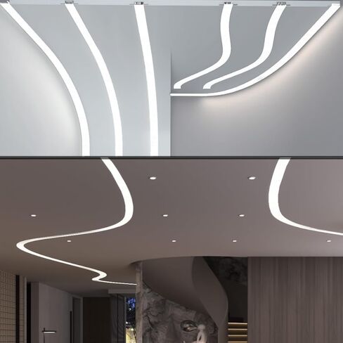 3 عبوات 3.3 قدم/1 متر مرنة 360 قناة ألومنيوم قابلة للانحناء بدون حواف لإضاءة LED، مسار LED للجدران الجافة بدون بقع بعرض 30 مم مع غطاء (P3013 العرض الداخلي 27.5 مم/1.07 بوصة) in Kuwait