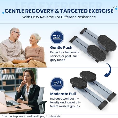 تمرين الساق أثناء الجلوس لكبار السن، تمرين الركبة والكتف للمكتب المنزلي، قابل للتكيف مع تمرين دواسة الذراع والساق تحت المكتب مع المقاومة، تمرين منخفض التأثير لإعادة التأهيل، متضمن حصيرة غير قابلة للانزلاق in Kuwait