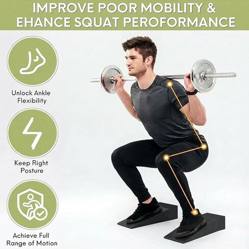 Pack of 2 Squat Wedge Blocks – Heel Elevated Squat Ramp & Slant Board for Calf Stretch, Ankle Mobility & Weightlifting – Non-Slip Home Gym Strength Trainer for Squats, Deadlifts & Balance in Saudi Arabia