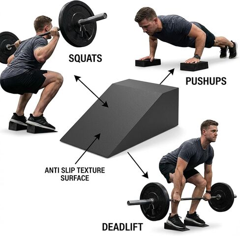 Pack of 2 Squat Wedge Blocks – Heel Elevated Squat Ramp & Slant Board for Calf Stretch, Ankle Mobility & Weightlifting – Non-Slip Home Gym Strength Trainer for Squats, Deadlifts & Balance in Saudi Arabia