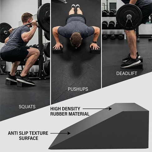 Pack of 2 Squat Wedge Blocks – Heel Elevated Squat Ramp & Slant Board for Calf Stretch, Ankle Mobility & Weightlifting – Non-Slip Home Gym Strength Trainer for Squats, Deadlifts & Balance in Saudi Arabia