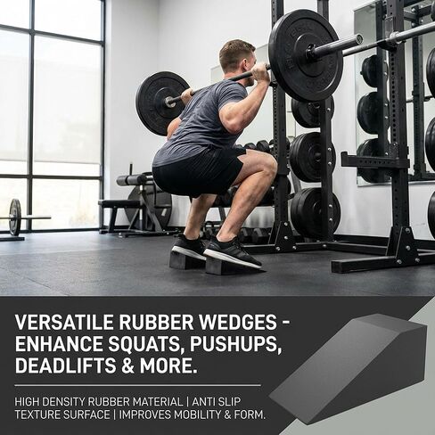 Pack of 2 Squat Wedge Blocks – Heel Elevated Squat Ramp & Slant Board for Calf Stretch, Ankle Mobility & Weightlifting – Non-Slip Home Gym Strength Trainer for Squats, Deadlifts & Balance in Saudi Arabia