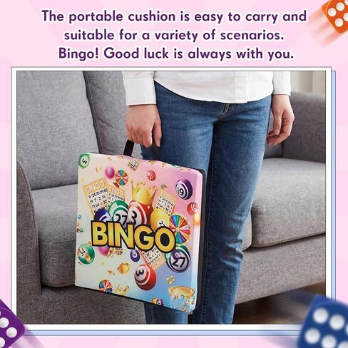 Thyle 2 Pack Bingo Night Comfort Seat Cushion Set 2" Cushion with Strap & Handles Comfortable Chair Pillow for Bingo Nights Gaming, Events, and Home Use in Saudi Arabia