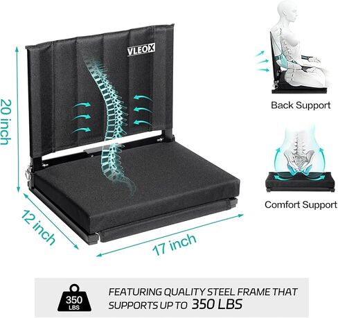 مقاعد الملعب للمدرجات مع دعم الظهر، مقاعد المبيض المحمولة مع ظهور ووسادة واسعة، وسادة مريحة مبطنة كرسي مقعد الملعب مع خطافات، حزام كتف، مقبض حمل، حامل أكواب in Kuwait