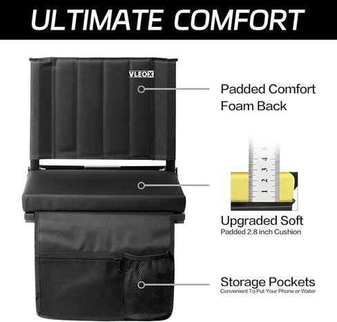 مقاعد الملعب للمدرجات مع دعم الظهر، مقاعد المبيض المحمولة مع ظهور ووسادة واسعة، وسادة مريحة مبطنة كرسي مقعد الملعب مع خطافات، حزام كتف، مقبض حمل، حامل أكواب in Kuwait