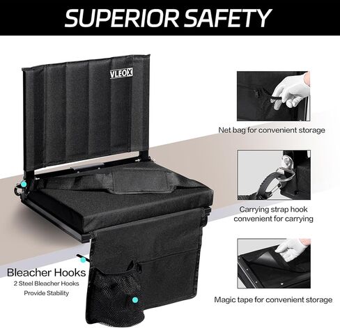 مقاعد الملعب للمدرجات مع دعم الظهر، مقاعد المبيض المحمولة مع ظهور ووسادة واسعة، وسادة مريحة مبطنة كرسي مقعد الملعب مع خطافات، حزام كتف، مقبض حمل، حامل أكواب in Kuwait