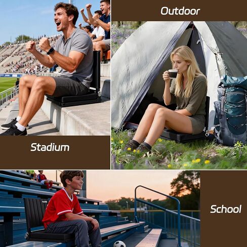 مقاعد الملعب للمدرجات مع دعم الظهر، مقاعد المبيض المحمولة مع ظهور ووسادة واسعة، وسادة مريحة مبطنة كرسي مقعد الملعب مع خطافات، حزام كتف، مقبض حمل، حامل أكواب in Kuwait