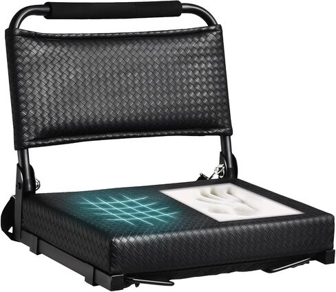 Upgraded Stadium Seats with Back Support - Softer PU Leather Cushion Seat, Bleacher Stadium Seat with Comfortable Thick padded Back, Easy to Fold and Easy to Carry,perfect for Stadiums Bleachers,Black in Saudi Arabia