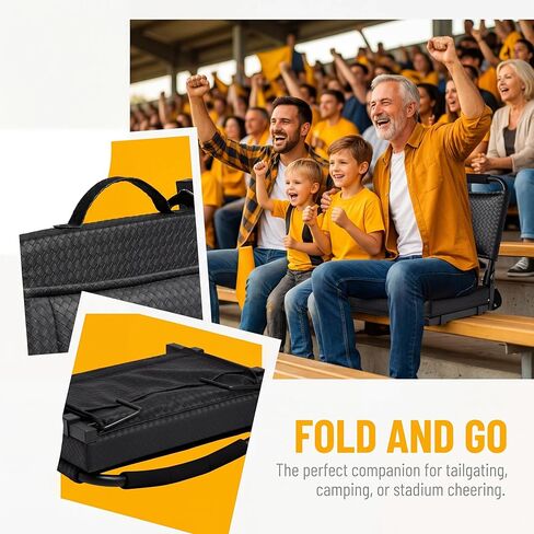 Upgraded Stadium Seats with Back Support - Softer PU Leather Cushion Seat, Bleacher Stadium Seat with Comfortable Thick padded Back, Easy to Fold and Easy to Carry,perfect for Stadiums Bleachers,Black in Saudi Arabia