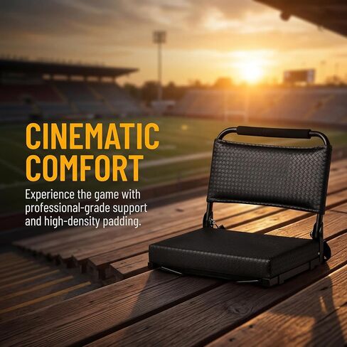 Upgraded Stadium Seats with Back Support - Softer PU Leather Cushion Seat, Bleacher Stadium Seat with Comfortable Thick padded Back, Easy to Fold and Easy to Carry,perfect for Stadiums Bleachers,Black in Saudi Arabia