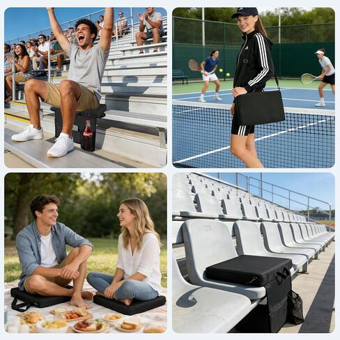 moonysweet Portable Stadium Seat Cushions Outdoor Seat Cushions for Sports Events with Handle and Shoulder Strap Oxford Fabric Zipper Design with 2.3" Extra Thick High-Density Foam (2 Pack Black) in Saudi Arabia