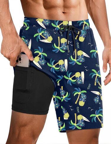 Ekouaer Mens Swim Trunks with Compression Liner 2 in 1 Board Shorts 9" Quick Dry Bathing Suit Swimsuit with Pockets S-2XL in Saudi Arabia