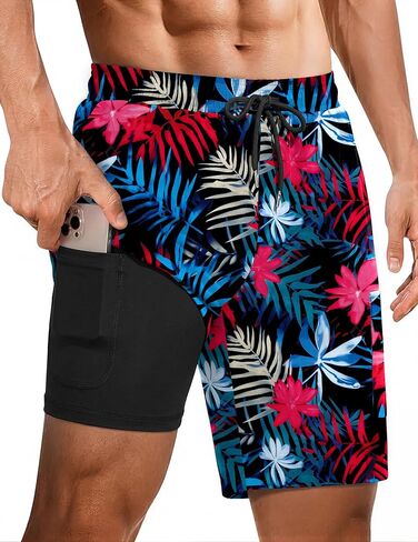 Ekouaer Mens Swim Trunks with Compression Liner 2 in 1 Board Shorts 9" Quick Dry Bathing Suit Swimsuit with Pockets S-2XL in Saudi Arabia