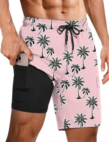 Ekouaer Mens Swim Trunks with Compression Liner 2 in 1 Board Shorts 9" Quick Dry Bathing Suit Swimsuit with Pockets S-2XL in Saudi Arabia