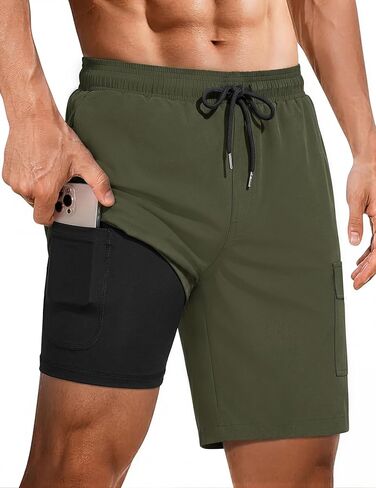 Ekouaer Mens Swim Trunks with Compression Liner 2 in 1 Board Shorts 9" Quick Dry Bathing Suit Swimsuit with Pockets S-2XL in Saudi Arabia