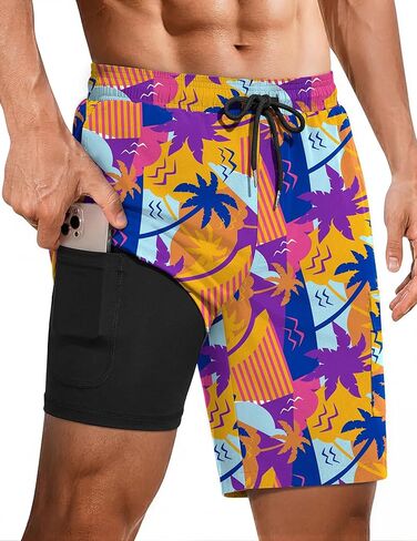Ekouaer Mens Swim Trunks with Compression Liner 2 in 1 Board Shorts 9" Quick Dry Bathing Suit Swimsuit with Pockets S-2XL in Saudi Arabia