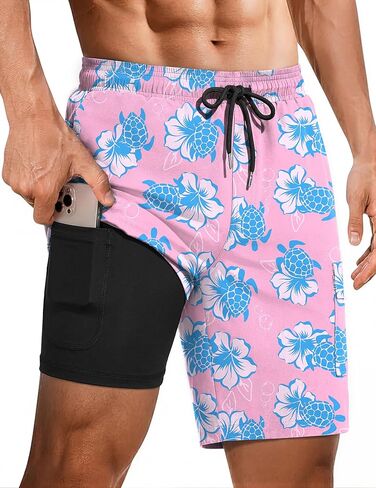 Ekouaer Mens Swim Trunks with Compression Liner 2 in 1 Board Shorts 9" Quick Dry Bathing Suit Swimsuit with Pockets S-2XL in Saudi Arabia